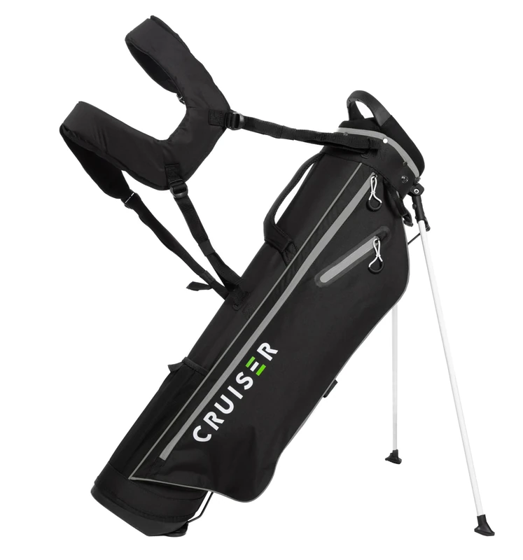 Cruiser Golf CR-Lite 7" Stand Bag | Lightweight, Slim Standbag with Padded Double Shoulder Straps | 4-Way Divider | 3 Pockets, Grab Handle, Rain Hood (Black/Grey 2026)
