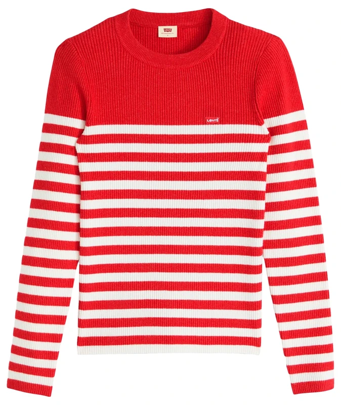 Levi's Women's Rib Crew Sweater Pullover, Adrienne Stripe True, L