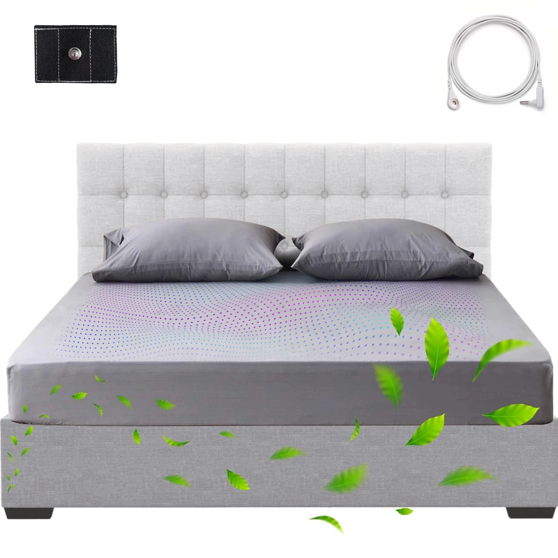 EarthNest Grounding Sheets King Size – Organic Cotton with Silver Fiber Grounding Bed Sheet with Cord for Better Sleep and Wellness Therapy