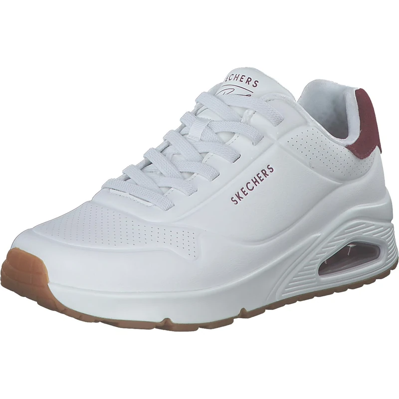 Skechers Men's Uno Harry Kane Air Sneaker, White Duraleather/Burgundy Suede, 11 UK