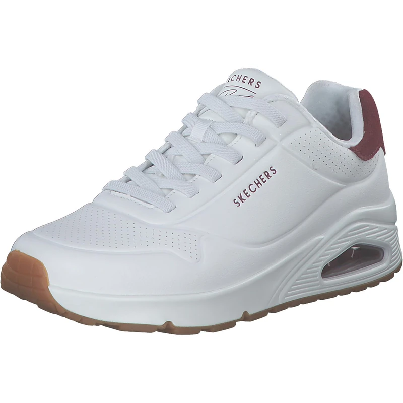 Skechers Men's Uno Harry Kane Air Sneaker, White Duraleather/Burgundy Suede, 10 UK