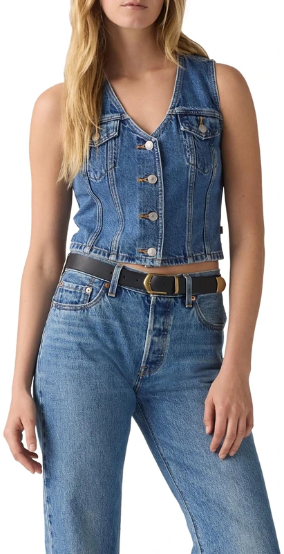 Levi's Women's Bella Denim Corset Top, Yeah Look Ndp, M