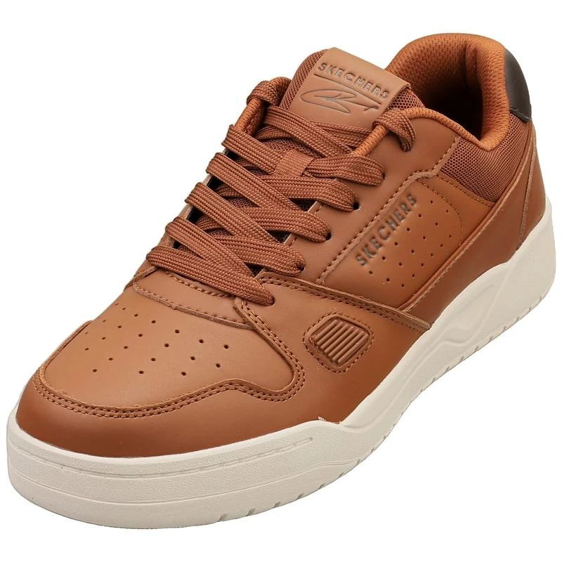 Skechers Men's Koopa Harry Kane Court Sneaker, Chestnut Leather, Suede/Mesh/Brown Trim, 8.5 UK