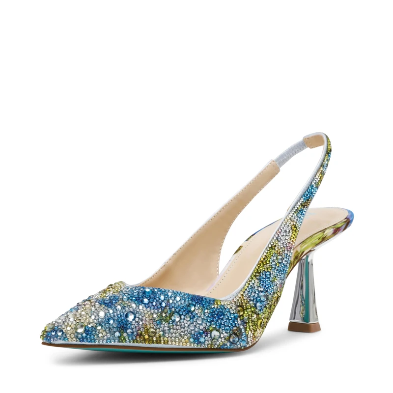 Betsey Johnson Womens SBCLARK Rhinestone Pointed Toe Pumps, Blue Tulip, 3 UK