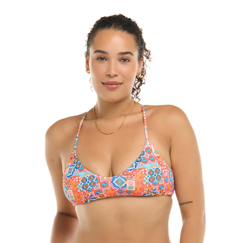 Body Glove Women's Alani Strappy Back Bikini Top Swimsuit, Festive Geo Print, XL