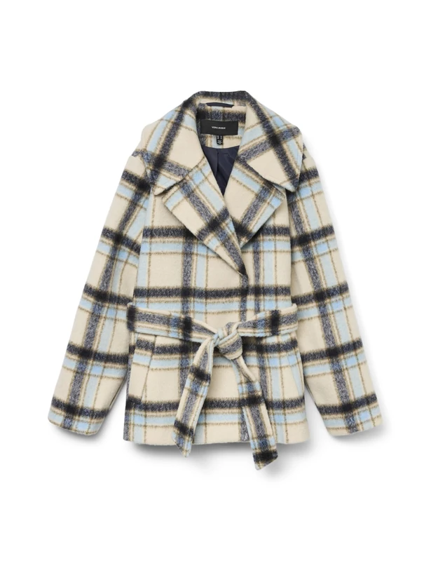 VERO MODA Women's Vmvera Shirley Check Jacket Boo, Oatmeal, L, Oatmeal, L