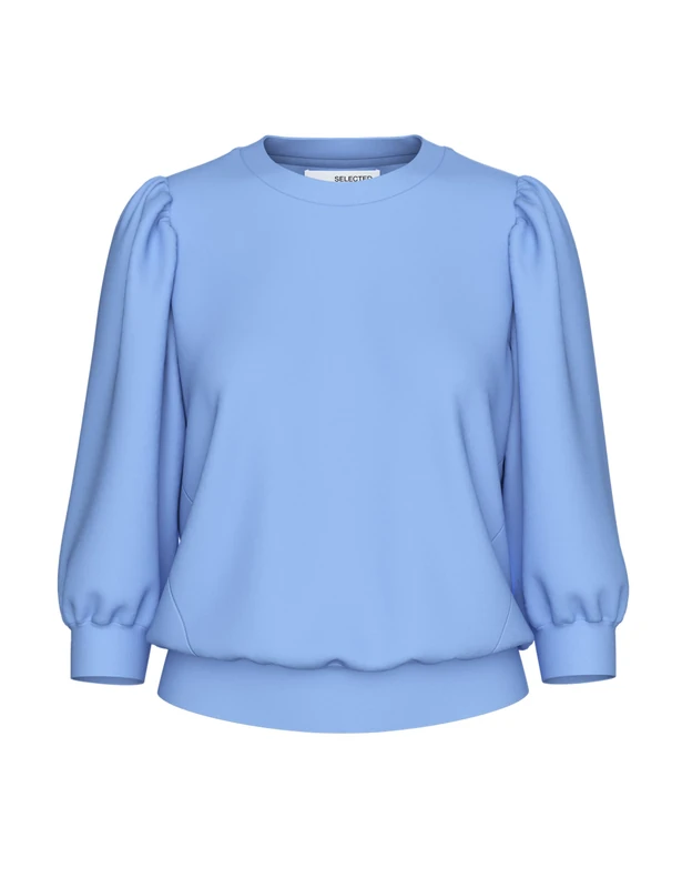 SELECTED FEMME Women's Slftenny 3/4 Sweat Top Noos, Cornflower Blue, S