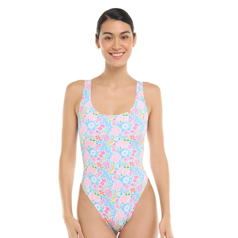 Body Glove Women's The Look 80's Inspired One Piece Swimsuit, Daydream Reversible Floral, S - Image 1