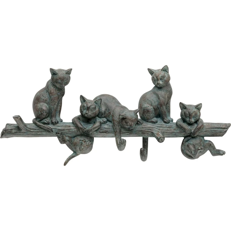 Kare Design Wall Hook Rack Cats Life, Grey, 42 cm, Cat Motif, Home Decor, Wall Organizer, Funny Sculpture, for Coat and Hat, Enterway Decorative Style, Hallway, Office