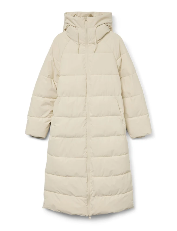 VERO MODA Women's Vmelanor Laurie Long Coat Wrp Ga Boo, Oatmeal, L