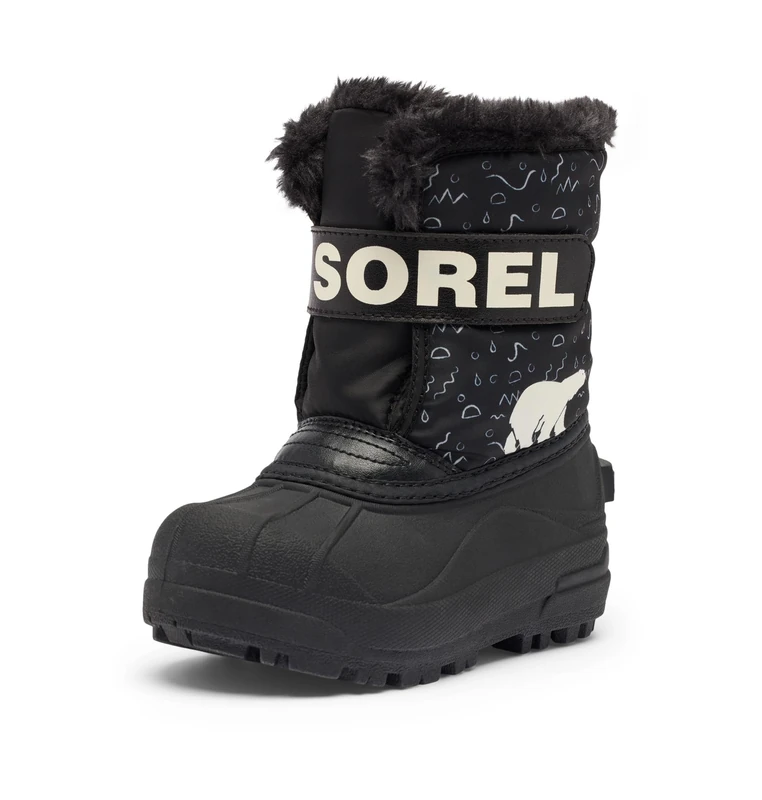 Sorel Childrens Snow Commander Boot, Black, Bright Red, 11 UK Child
