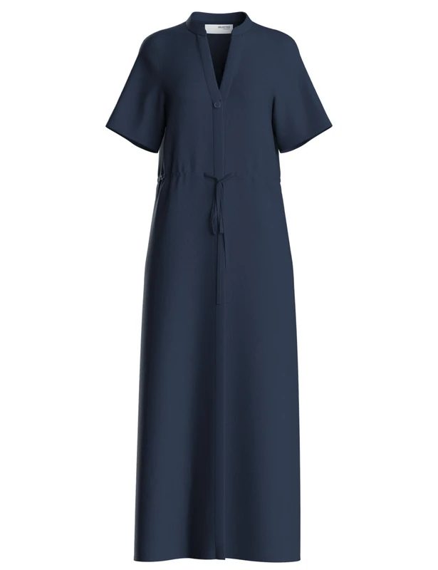 SELECTED FEMME Slfviva Damina Ss Ankle Sun Dress Noos, Dark Sapphire, 14