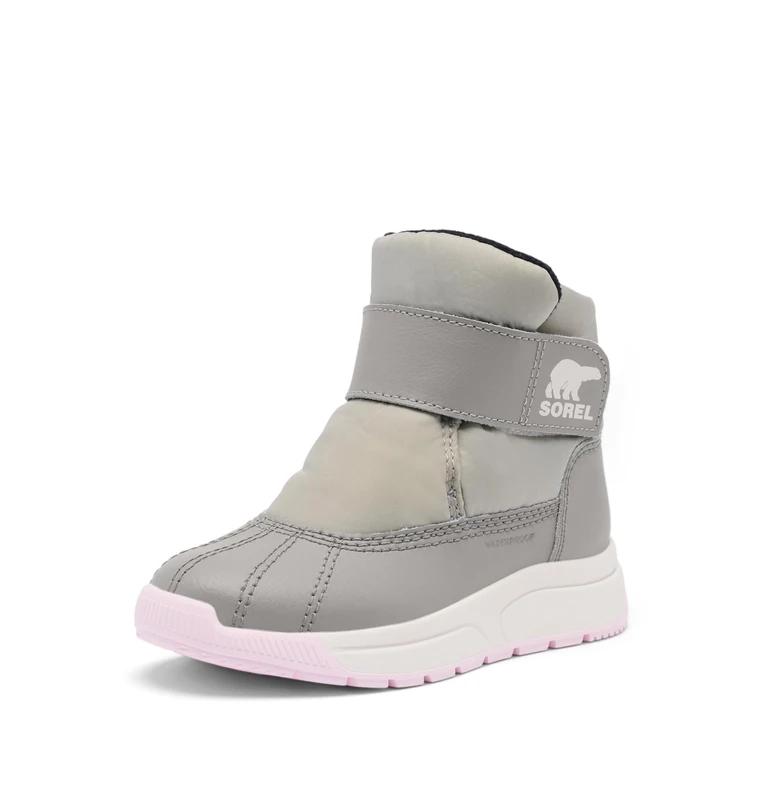 Sorel Youth Unisex Whitney 3 Strap Mid Waterproof, Casual Waterproof Winter Boots, Dove, Pink Dawn, 9 - Image 1