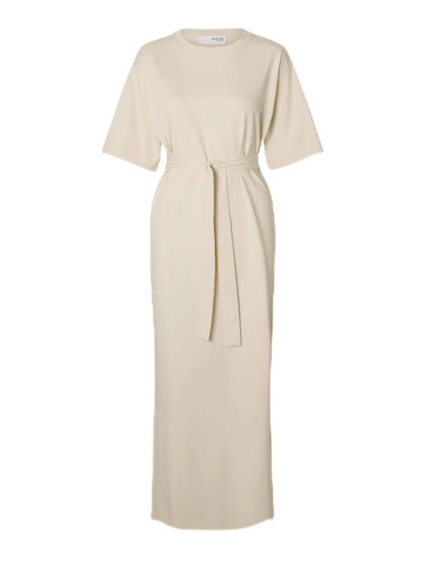 SELECTED FEMME Slfessential SS Pocket Ankle Dress Noos, Birch, XS