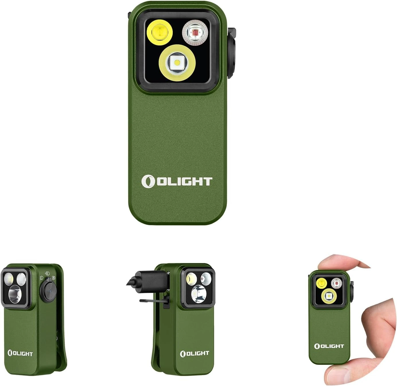 OLIGHT Oclip Pro 500 Lumens 3 Light Sources Clip on Torch, USB-C Rechargeable EDC Lamp with Magnetic Base, Compact LED Flashlight for Working, Cycling, Running, and Safety Warning (OD Green)