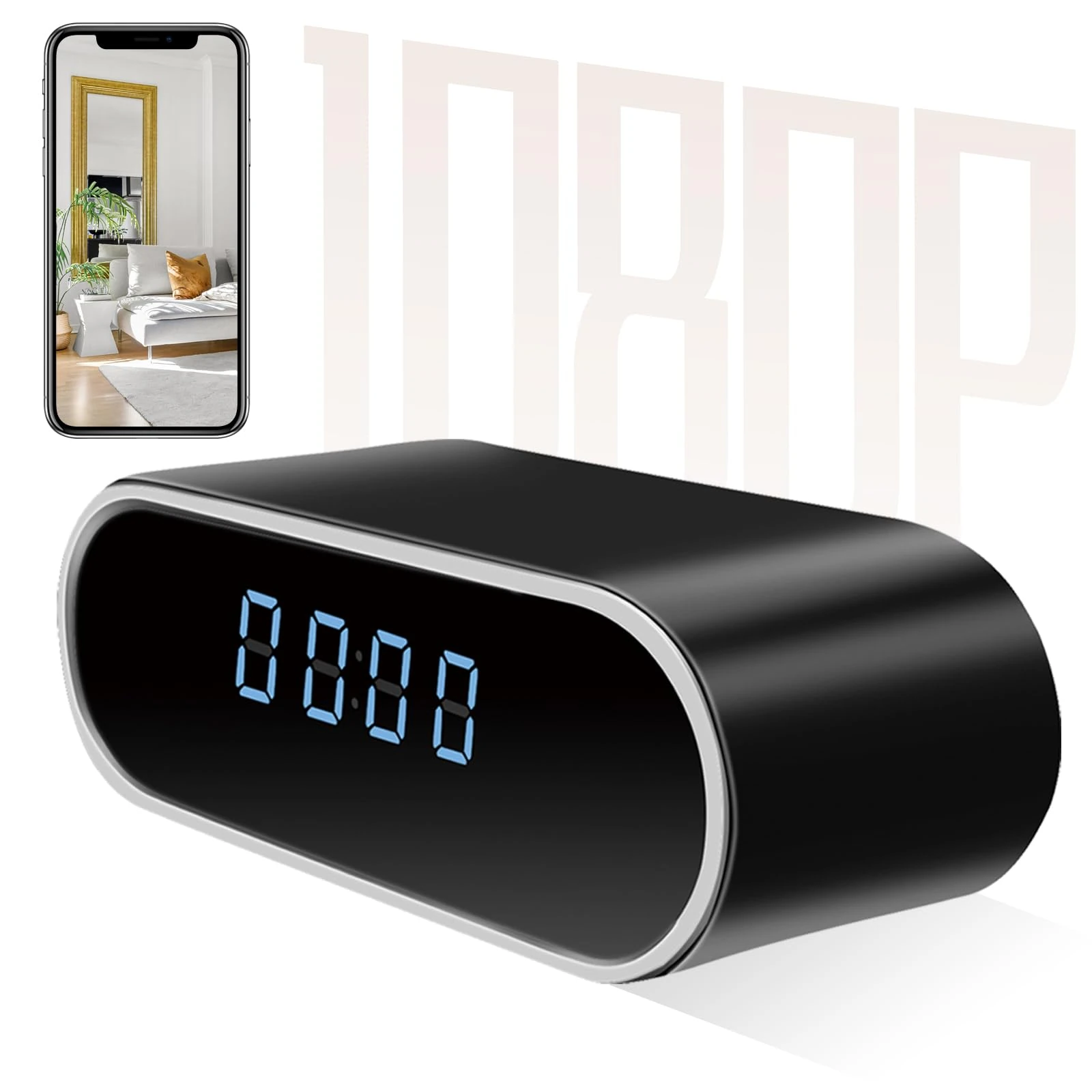 KAGMY WiFi Hidden Camera Clock,1080P Hidden Spy Camera Clock with Night Vision/Motion Detection/Loop Recording, Wireless Security Nanny Cam Surveillance Camera for Home and Office