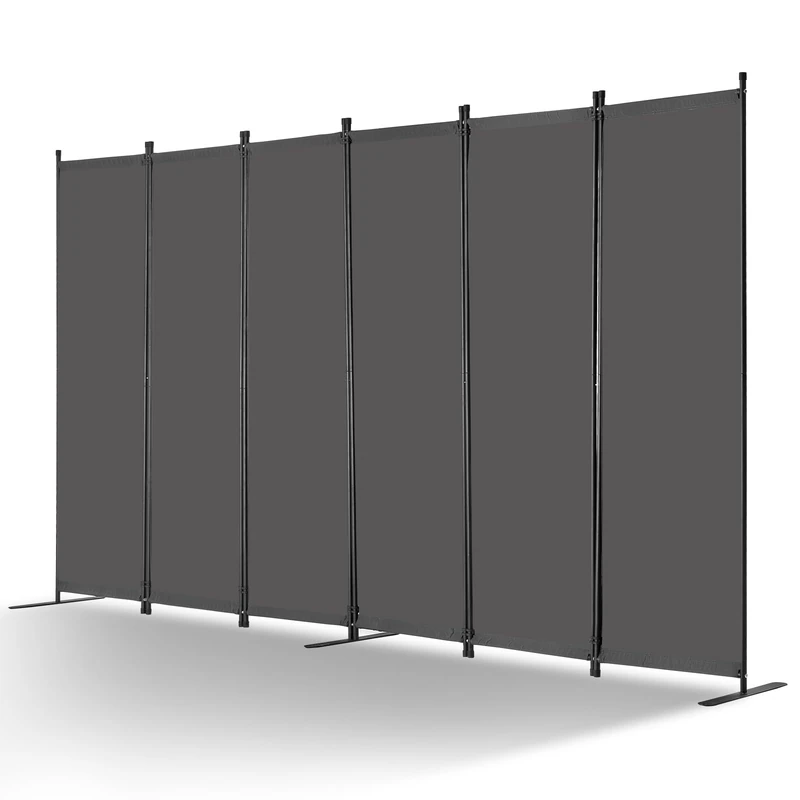VEVOR Room Divider, 6 Panels Room Divider, Folding Privacy Screen and Portable Partition Divider for Room Separation, Freestanding Room Partitions for Office, Bedroom, Study, Grey