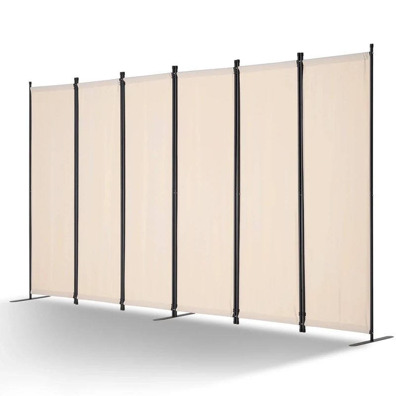 VEVOR Room Divider, 6 Panels Room Divider, Folding Privacy Screen and Portable Partition Divider for Room Separation, Freestanding Room Partitions for Office, Bedroom, Study, Beige