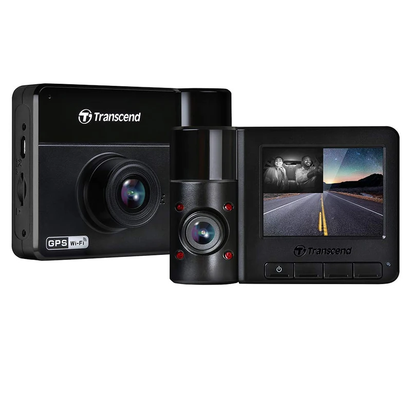 Transcend DrivePro 550 Front & Interior Dash Cam with 128GB microSD, Full HD 1080p, Infrared Interior Night Vision, GPS, Wi-Fi App & Emergency Recording TS-DP550B-128G