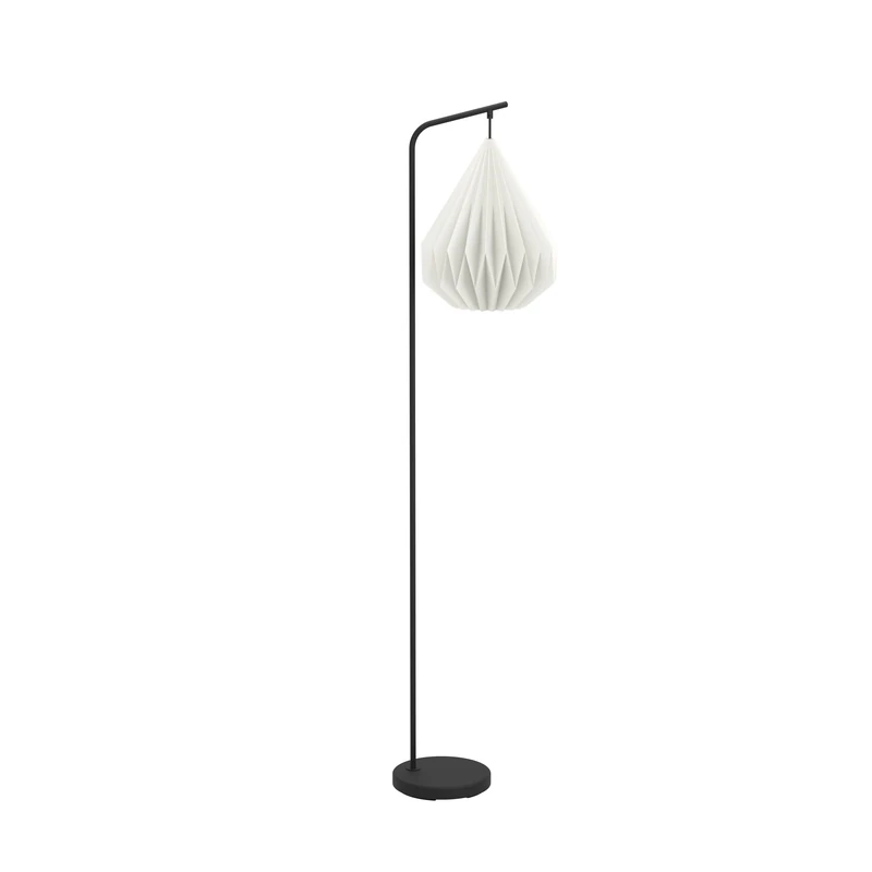 Eglo Minting Floor lamp, Living Room lamp with Origami lampshade, Metal Black and White Paper, 158.5 cm Tall