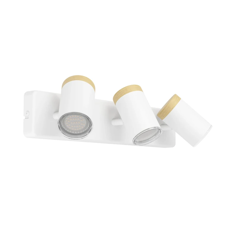 Eglo 3-Light Ceiling Lamp Consuma, Spotlight for Living Room and Bathroom, Light with 3 Spots, Wood White Steel, GU10 Socket, IP44