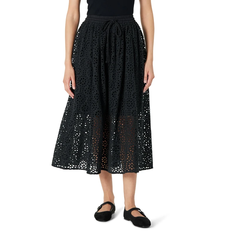 The Drop Giorgi Lace Full Skirt, Black, XL - Image 1