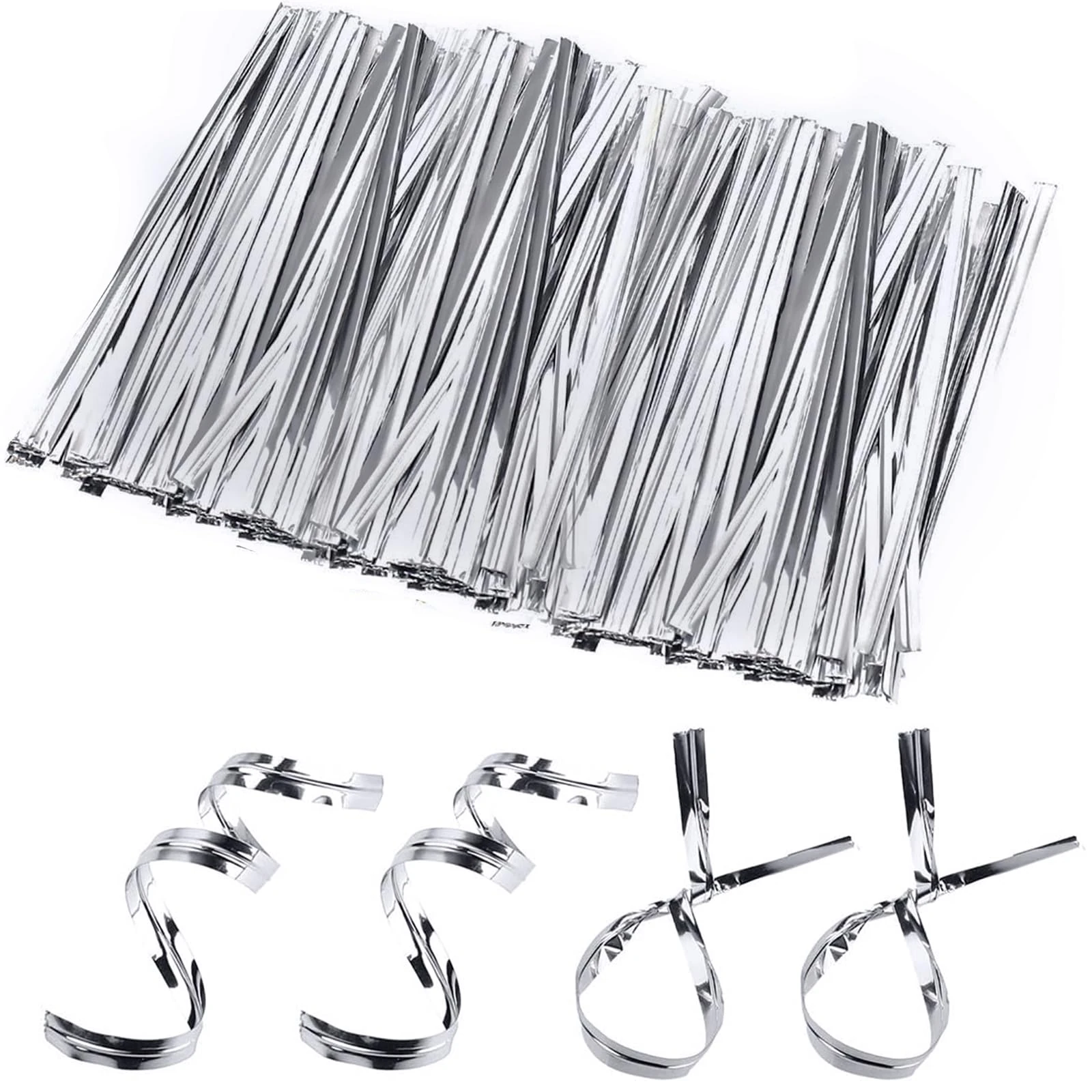800 PCS Metal Twist Ties, 10CM Reusable Bag Ties, for Baking, Parties, and Candy Party Gift Bag Supplies (Silver)