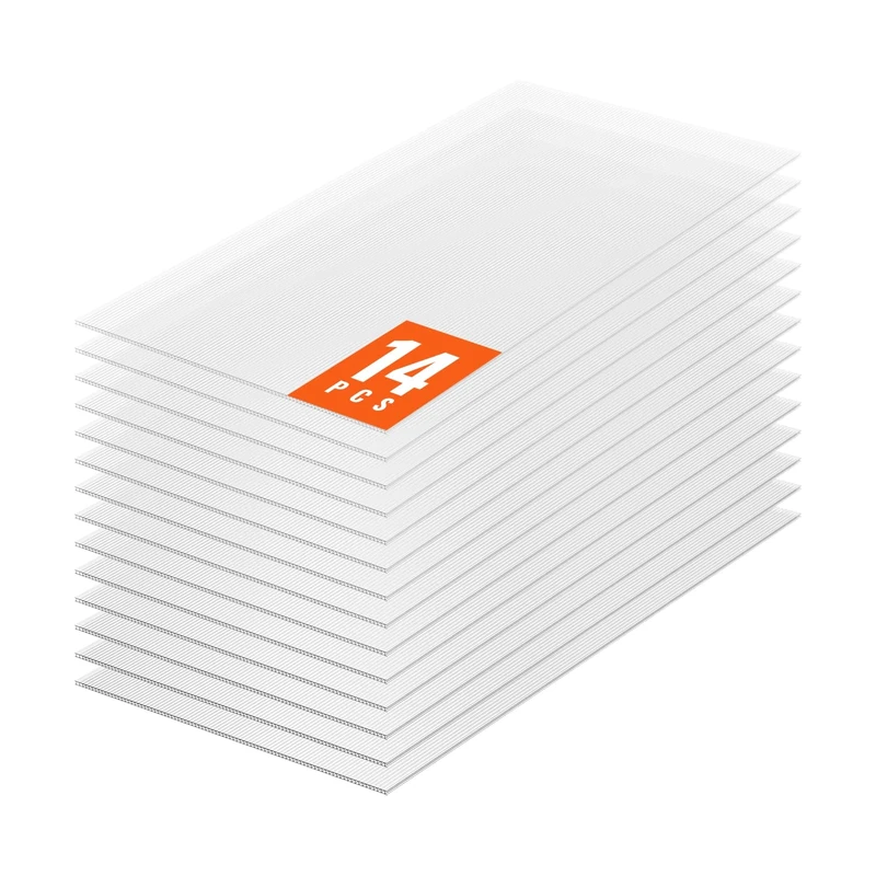 VEVOR 14 Pack Polycarbonate Greenhouse Panels, 2' X 4' X 0.32'' Roof Panels Sheets, Waterproof UV Protected Corrugated Plastic Roofing, Impact Resistance Clear Roofing Sheets for Greenhouse/Garden