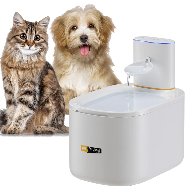 Ferplast cat water fountain for Drinking ASTRA, 3L Cat Water Fountain, Dog and Cat Fountain with Motion Sensor, Cordless, Three-Stage Filter, USB-C Included, LED light