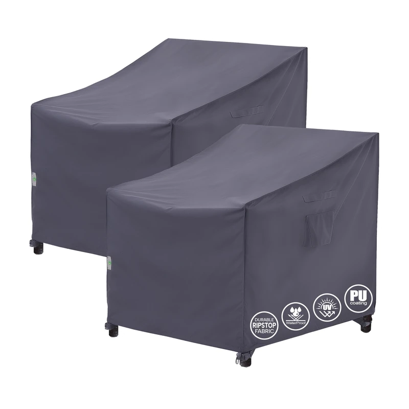 F&J Outdoors Patio Chair Covers, Grey, 35" W x 39" D x 36" H, 2-Pack