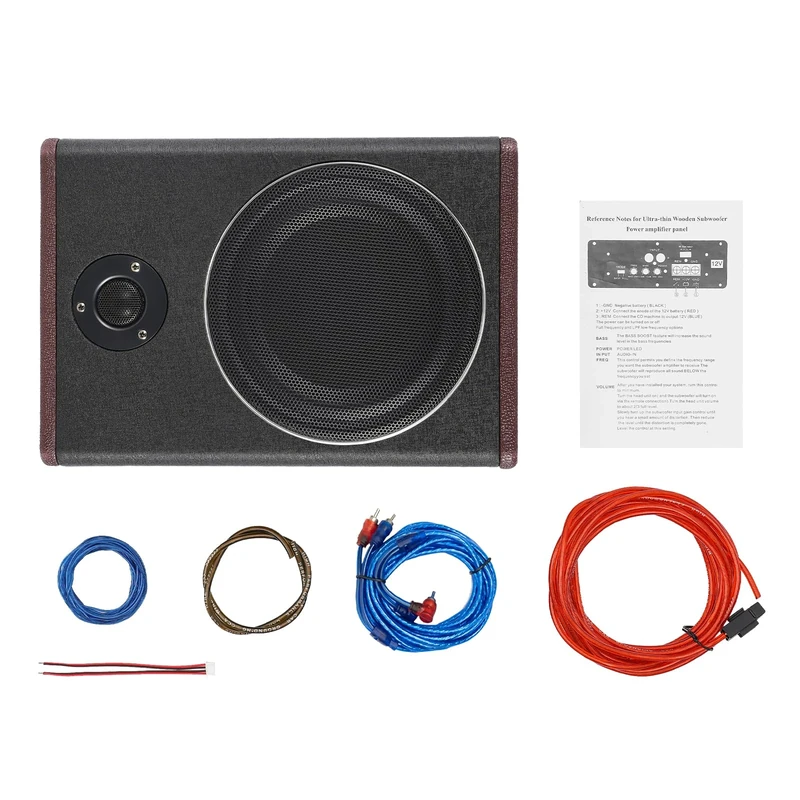 NaMaSyo 600W Ultra Slim Active Car Subwoofer Under-Seat Powered compact Active Car Subwoofer 8 in subwoofer Built in Amplifier