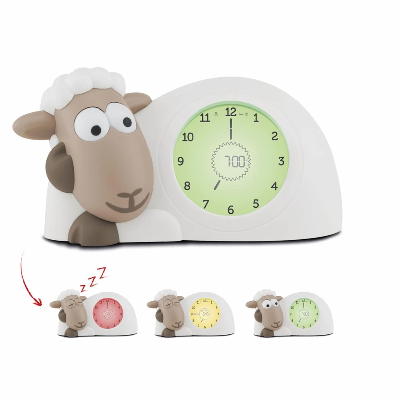 ZAZU Sam The Lamb Sleep Coach Clock and Night Light - Brown