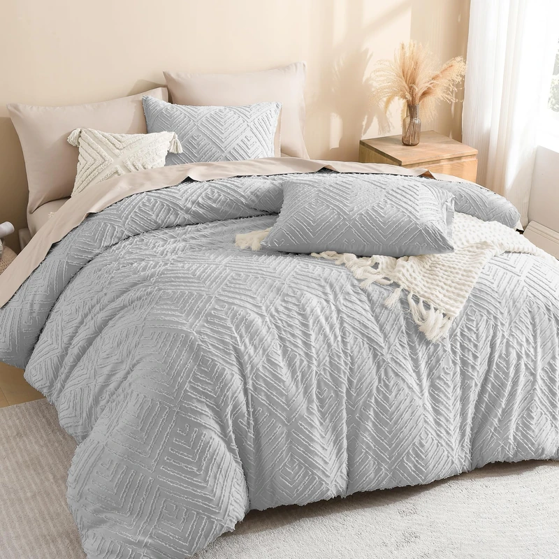 Litanika Super King Size Comforter Set, 3 Pcs Tufted Boho Bedding Set
