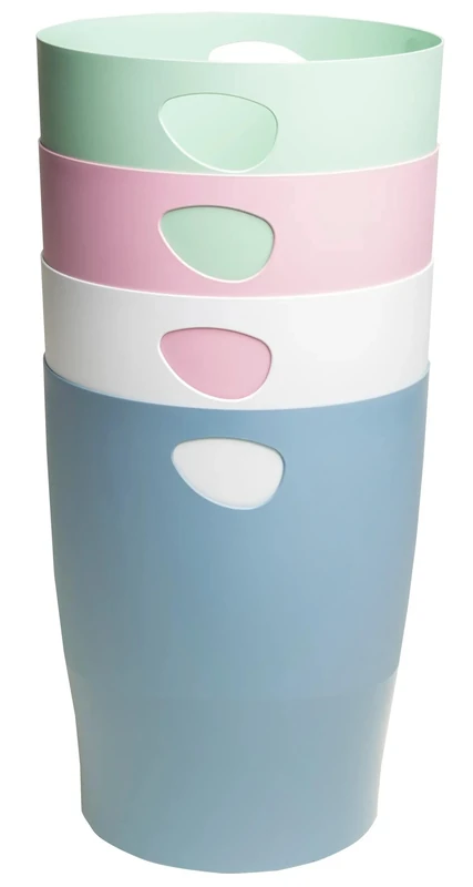 Exacompta - Ref 453303D - Box of 8 Waste Paper Bins with Handles ECOBIN Autentik - Large Capacity 15 L - Dimensions 26.3 x 26.3 x 33.5 cm - Office or Home - Assorted