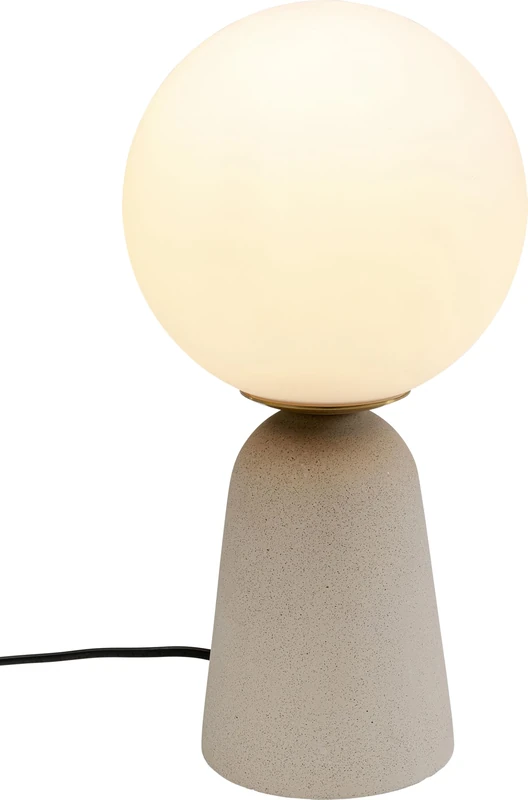 Kare Design Table Lamp Bollie, Beige, Glass, Concrete Base, Bedside Lamp, Elegant Lighting, Room Decor, Bedroom, Living Room, Bulb Not Included, 31 x 16 x 16 cm (H/W/D)