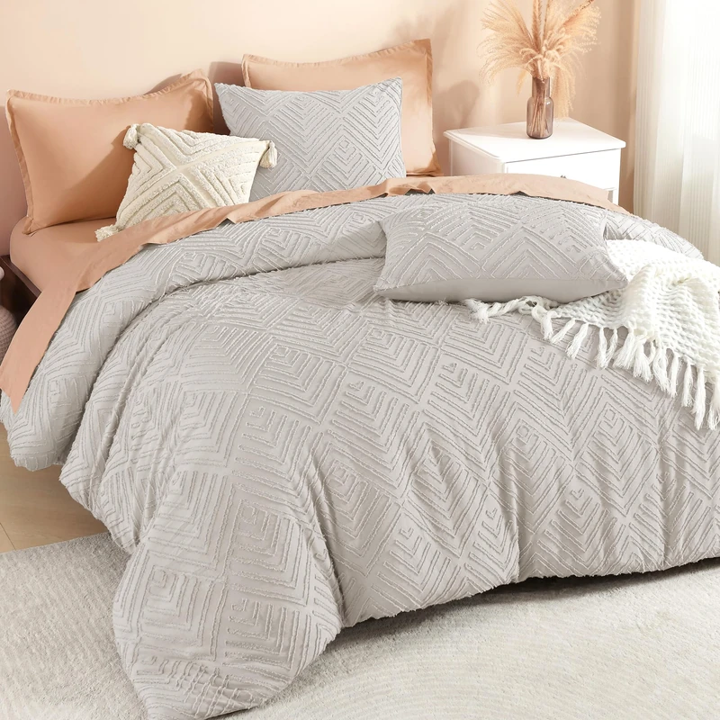 Litanika Oversized King Comforter Set, 3 Pcs Tufted Boho Bedding Set