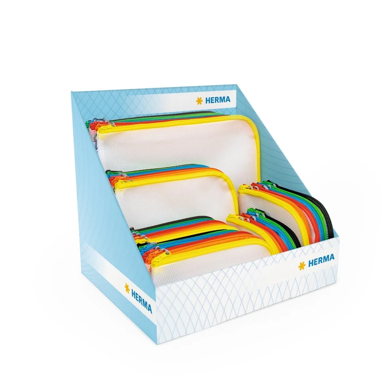 HERMA 50-Piece Document Bag Set, Waterproof Zip Bags, Lockable Plastic Document Folder, Semi-Transparent, 5 Sizes