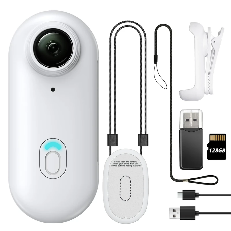 Meoilkolnm 128GB FHD 1080P Mini Body Camera, Wearable Action Cam, Thumb Size, Hands Free, Universal Compatibility