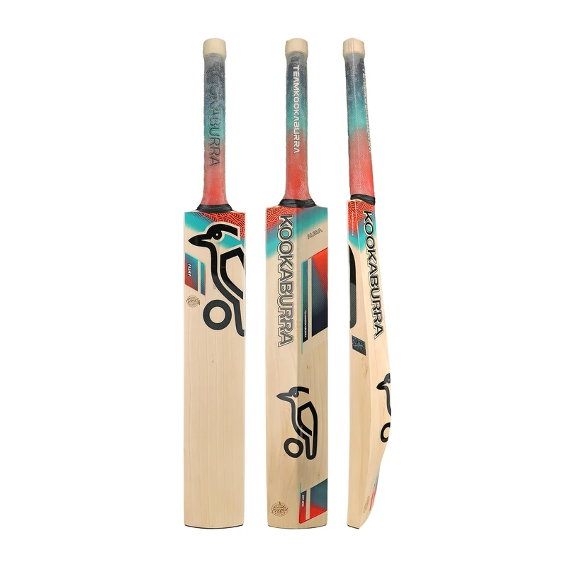 Kookaburra Aura Pro Cricket Bat, Short Handle, Coral/Blue