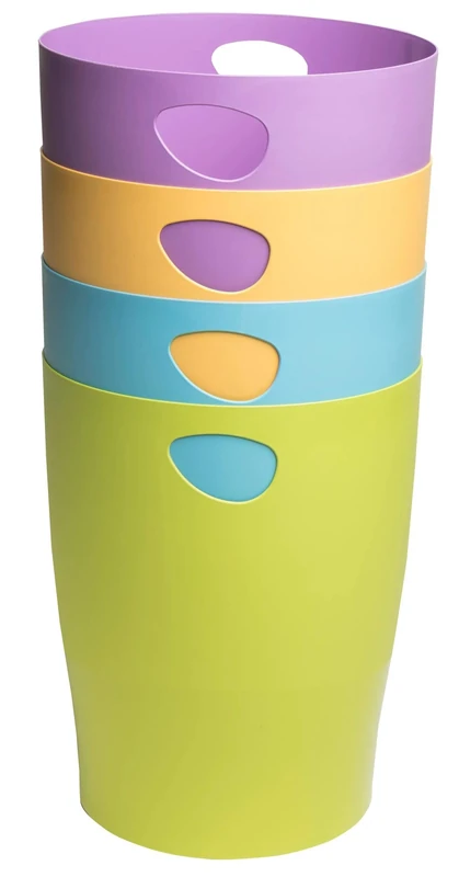Exacompta - Ref 453909D - Box of 8 Waste Paper Bins with Handles ECOBIN Pop N'Co - Large Capacity 15 L - Dimensions 26.3 x 26.3 x 33.5 cm - Office or Home - Assorted Vibrant Colours