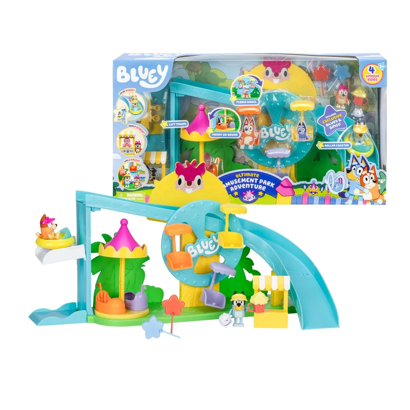 Bluey - Bluey Theme Park Water Park with 2 Slides and Accessories, Includes Bingo Figure, Lollipop Stand and More