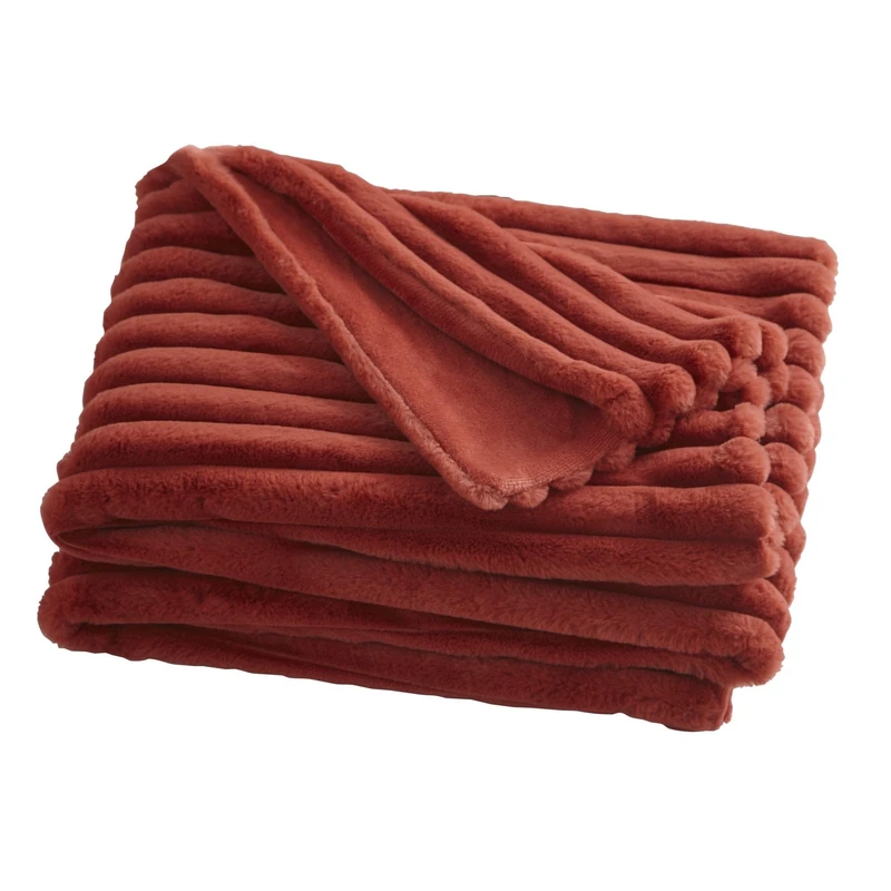 Appletree Hygge Morritz Bedspread – Terracotta 130x180cm – Soft Quilted Throw Blanket for Sofa or Bed – Textured Decorative Cover – Cosy Autumn/Winter Layer – Stylish Home Accessory - Image 1