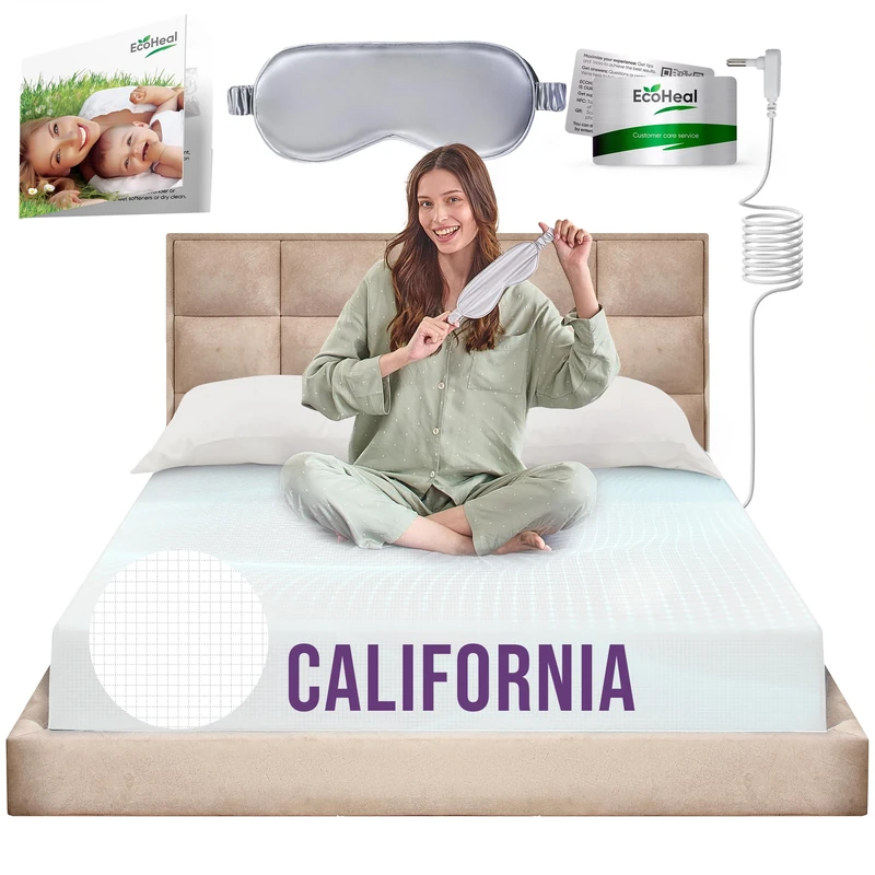 Earth Grounding Sheets California Size with 12% Silver Fiber & 4% Silk & 84% Cotton - White - SGS Quality Certified Grounded Well Bed Sheet - Conductive Fitted Sheet for Better Sleep
