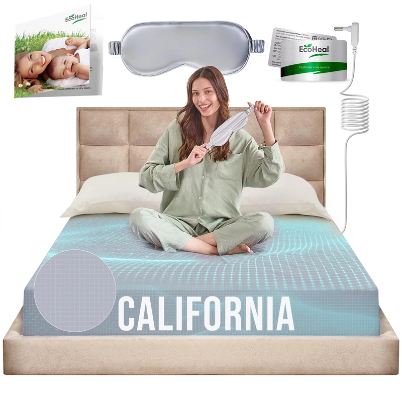 Earth Grounding Sheets California Size with 12% Silver Fiber & 4% Silk & 84% Cotton - Cloud Gray - SGS Quality Certified Grounded Well Bed Sheet - Conductive Fitted Sheet for Better Sleep