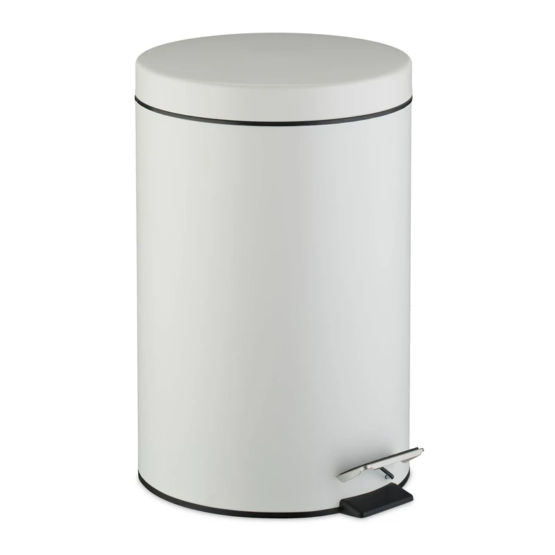 Relaxdays Kitchen Bin, 20 Litres, with Lid, Removable Inner Bucket, Foot Pedal, Matte Finish, Waste Disposal, White