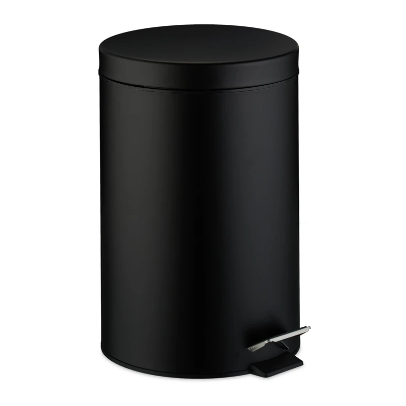 Relaxdays Kitchen Bin, 20 Litres, with Lid, Removable Inner Bucket, Foot Pedal, Matte Finish, Waste Disposal, Black, Steel