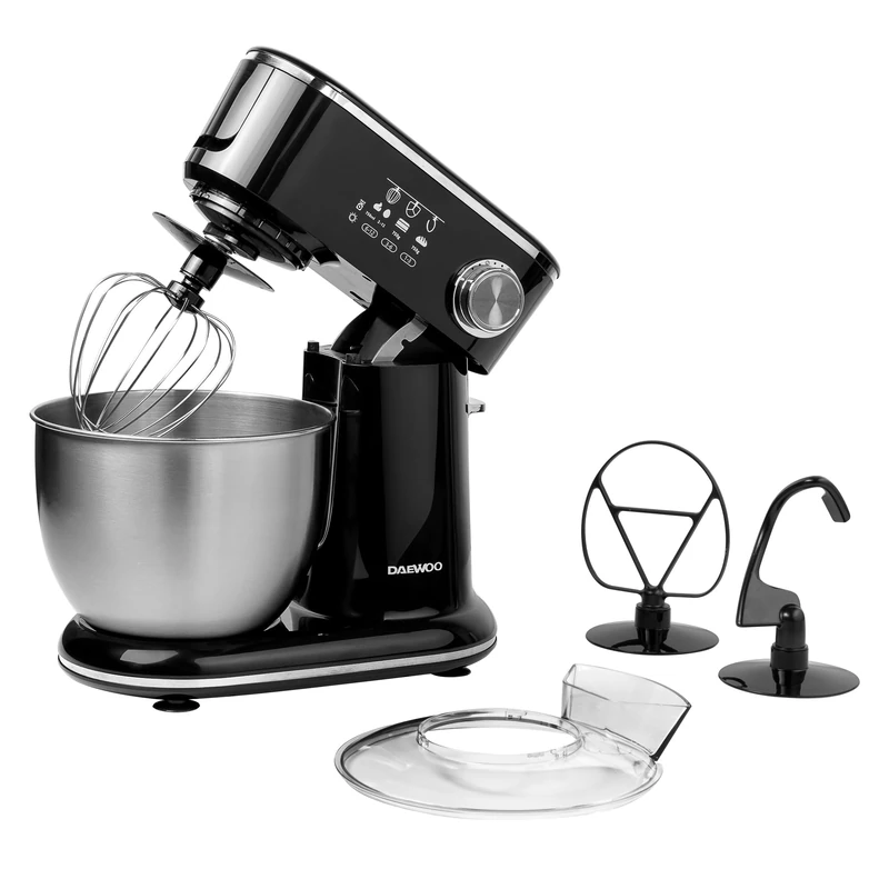 Daewoo 5 Litre Stand Mixer, Stainless Steel 5L Bowl, Attachments Included, Splash Gard Includes Shute, 12 Speeds Including Pulse Function, 1000W Motor, Suction Feet And Locking Bowl Mechanism