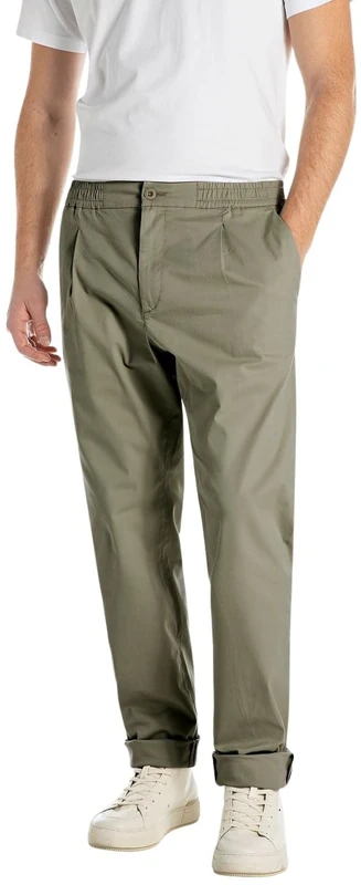 Replay Adhann Men's Tapered Fit Trousers, 232 Lichen Green, 34 W/34 L