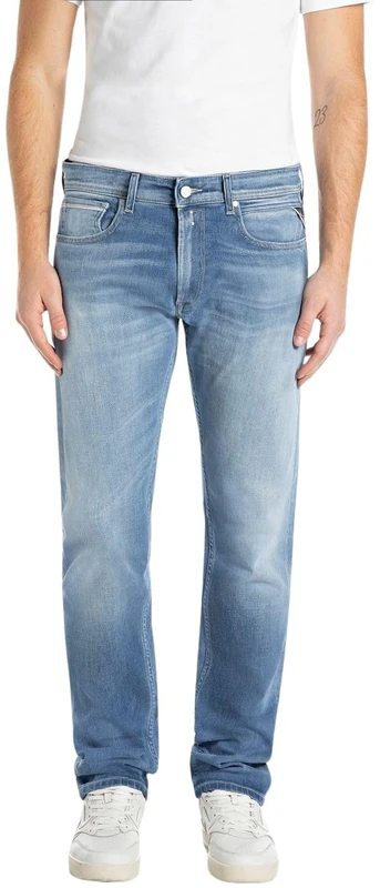 REPLAY Men's Grover Jeans, 009 Medium Blue, 33 W/34 L