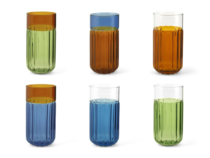 H&H Set of 6 Glasses Factory Assorted Colours Cl42